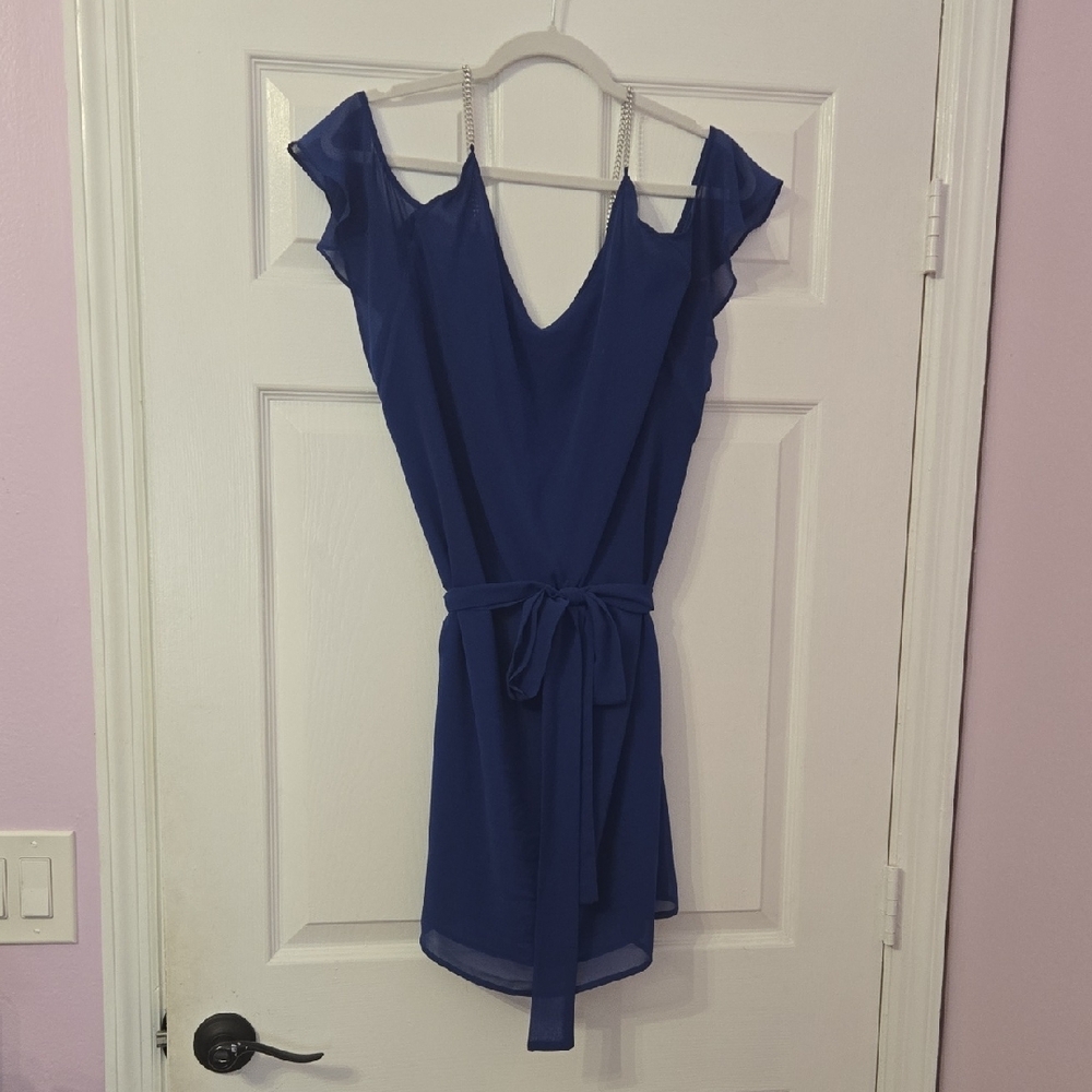 Michael Kors Blue Flutter Sleeve Mini Sundress